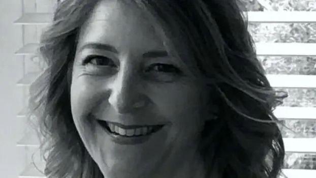 Close up black and white image of Samantha Mickleburgh