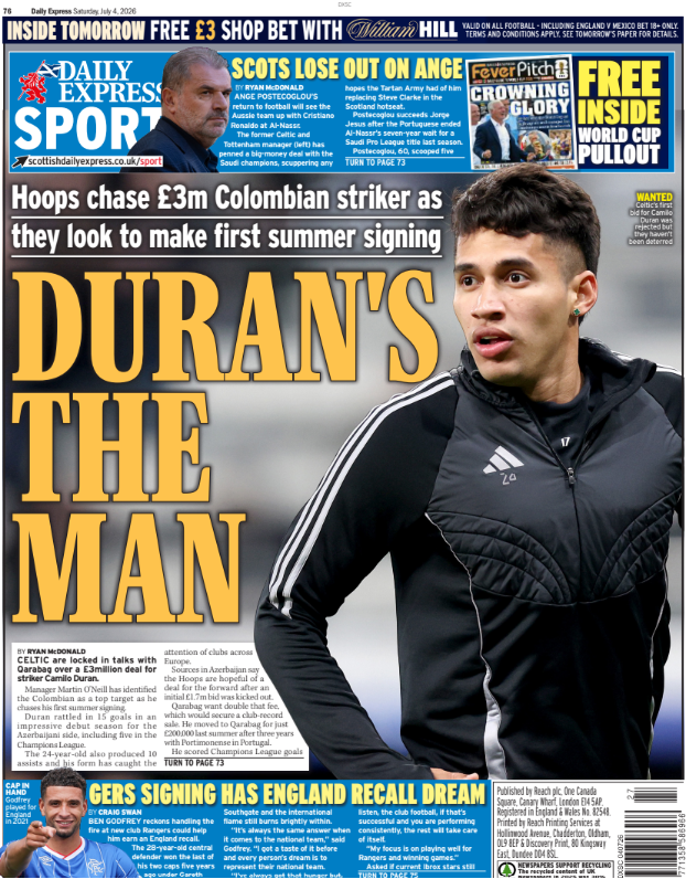 Daily Express back page