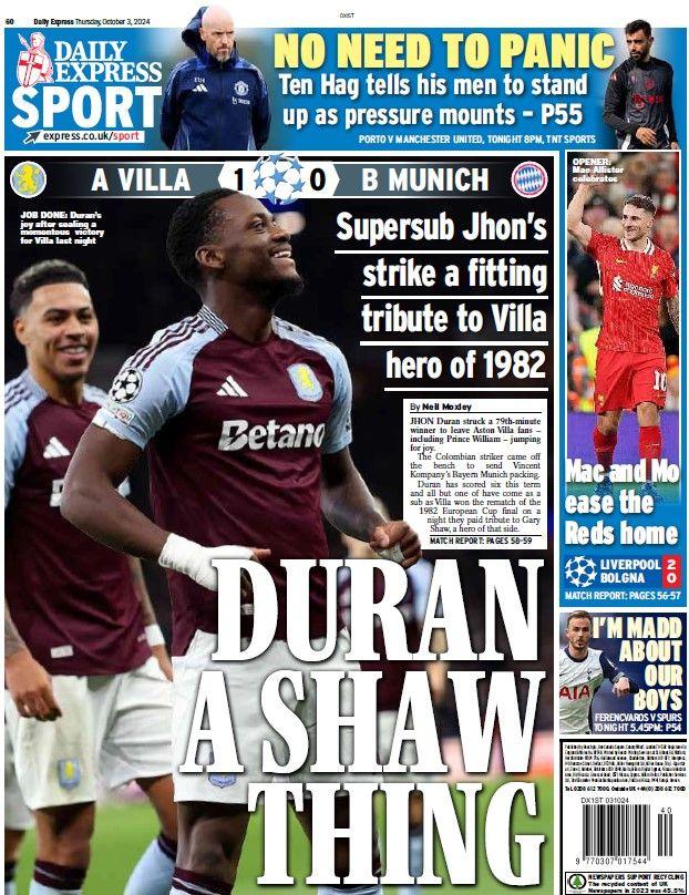 The back page of the Daily Express