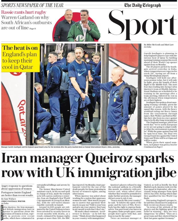 Telegraph back page