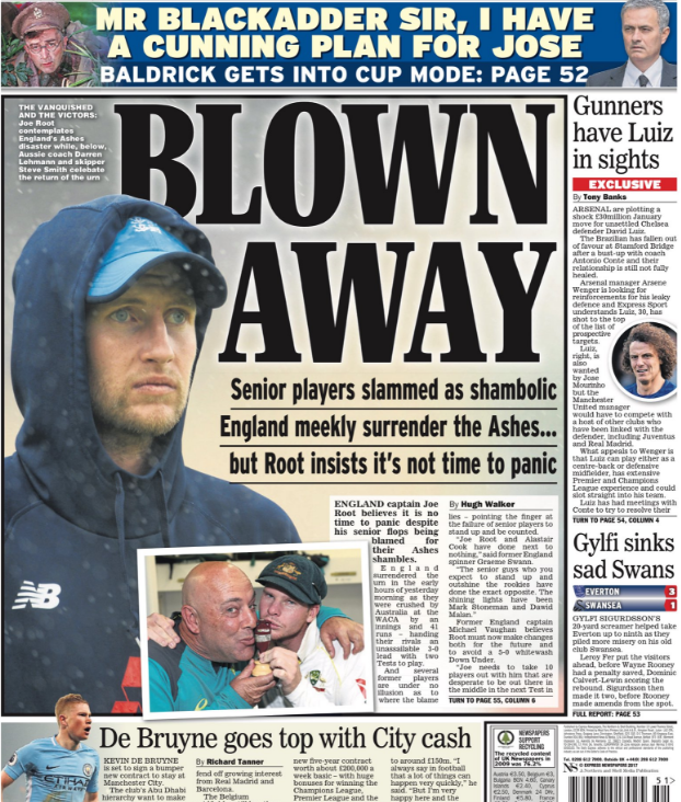 The Daily Express also carry the story on Arsenal's interest in Chelsea's Luiz