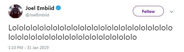 Joel Embiid of the Philadelphia 76ers saw the funny side