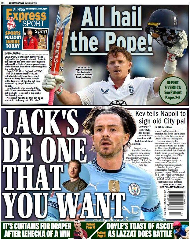 The back page of the Daily Express