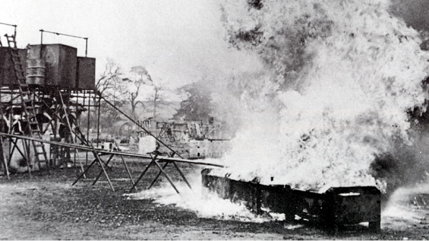 A boiling fire being ignited at a Starfish site