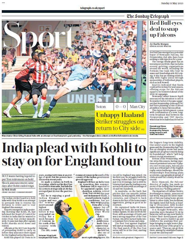 The Sunday Telegraph sports section 