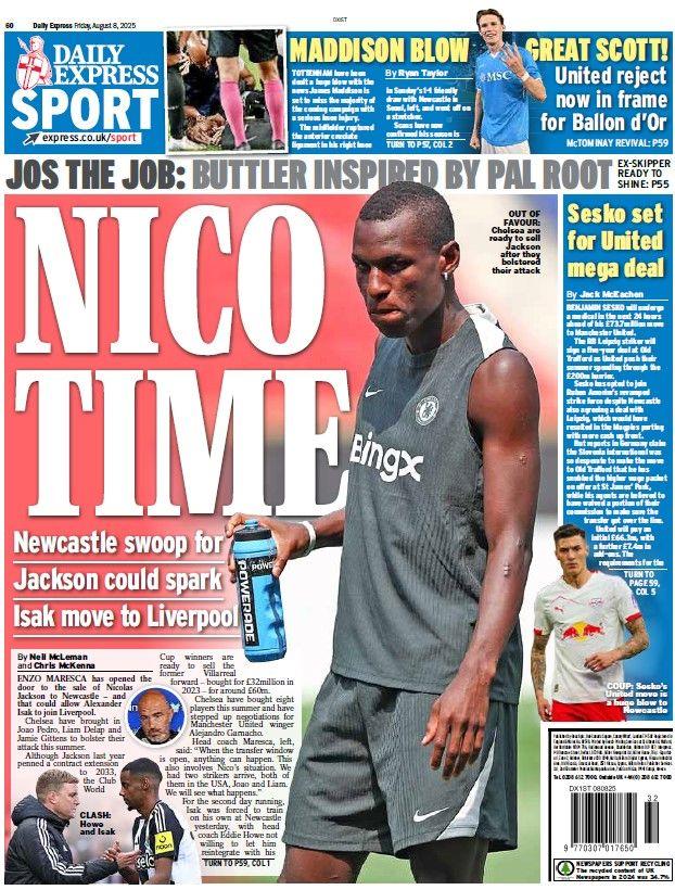 The back page of the Daily Express