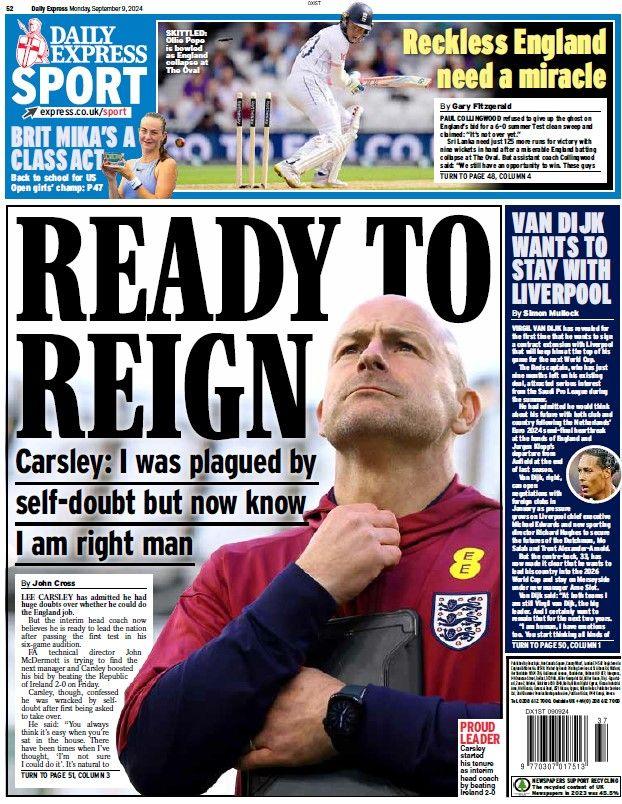 The back page of the Daily Express