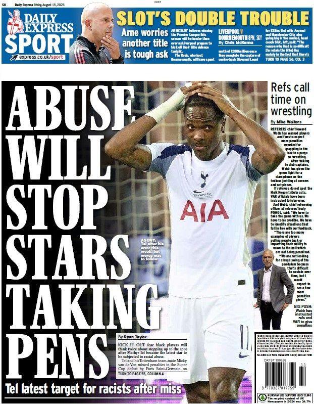 The back page of the Daily Express
