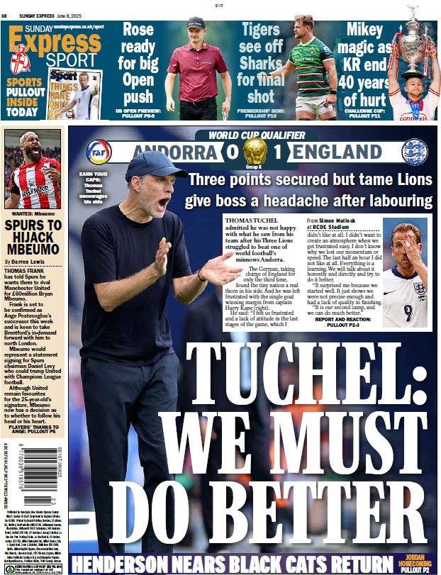 The back page of the Sunday Express