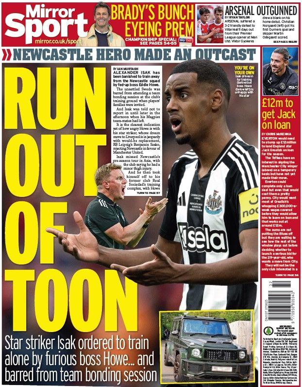 The back page of the Daily Mirror