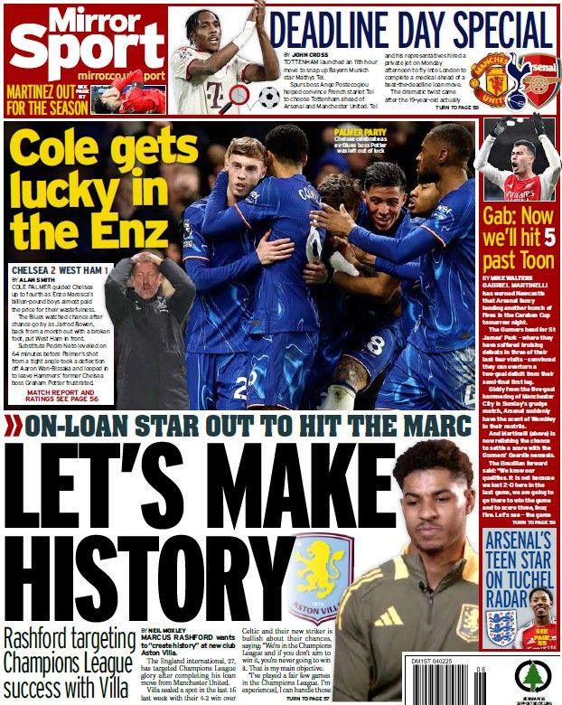 The back page of the Daily Mirror