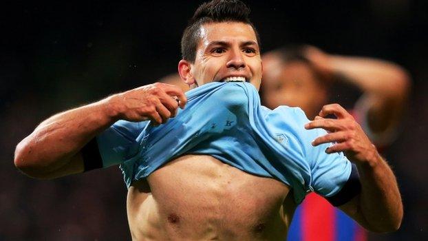 Sergio Aguero celebrates