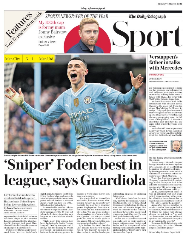 Telegraph back page