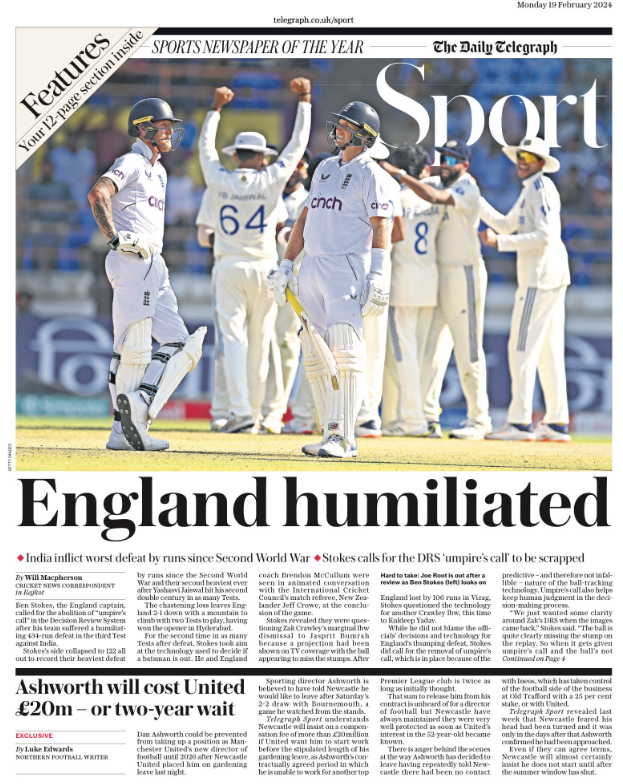 Telegraph back page