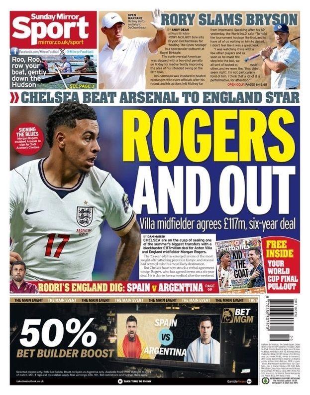 Back page of Sunday Mirror on 19 July 2026