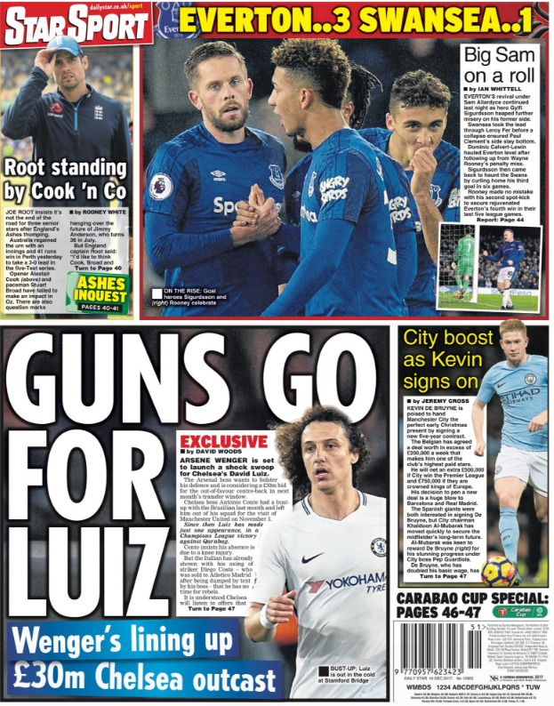 Arsenal are lining up a move for David Luiz, reports the Daily Star