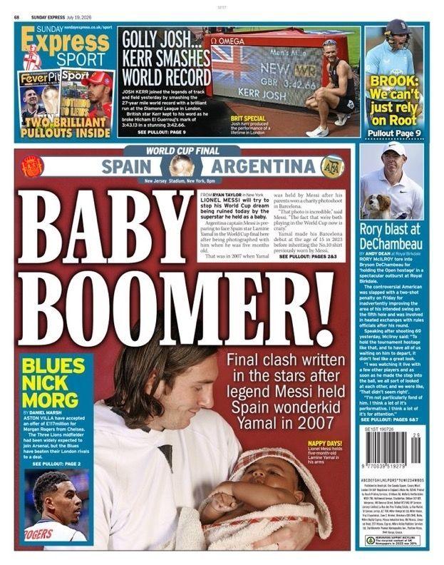 Back page of Sunday Express on 19 July 2026