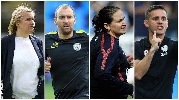 Emma Hayes, Nick Cushing, Laura Harvey and John Herdman