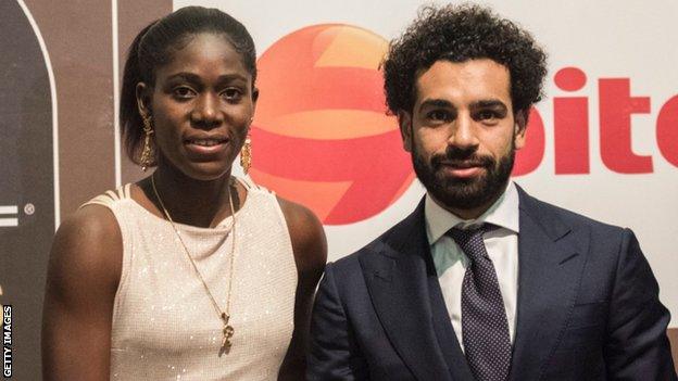 Asisat Oshoala and Mohamed Salah