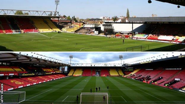 Vicarage Road in 2011 and 2019