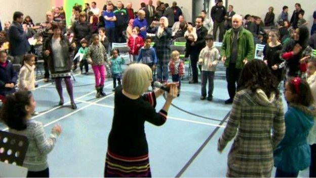 Party guests dancing