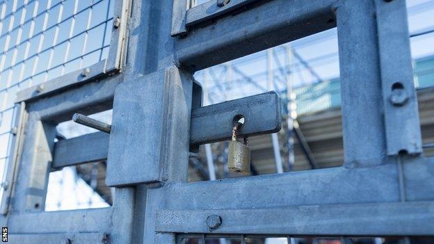 Locked gate at Rugby Park