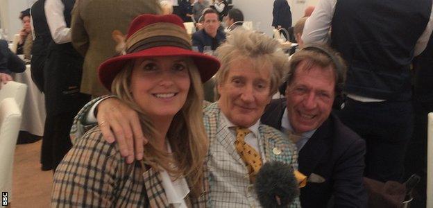 Once again, Cheltenham attracted some famous famous - and singer Rod Stewart serenaded his wife, Penny Lancaster, on her birthday live on BBC Radio 5 live after being given the microphone by reporter Derek Thompson