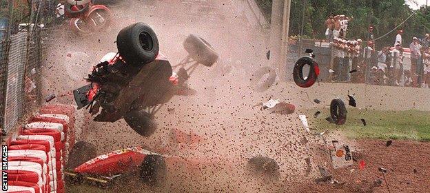 McLaren F1 driver Michael Andretti in action in 1993