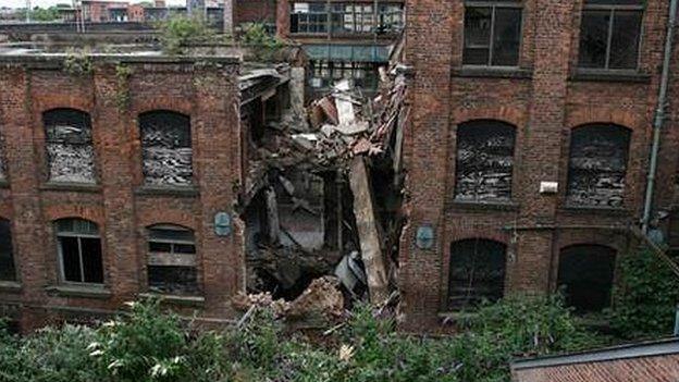 collapsed building