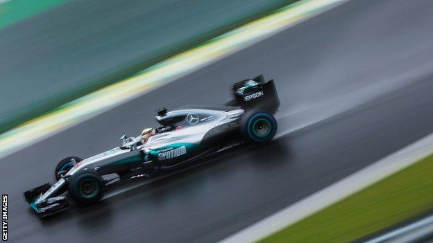 Lewis Hamilton's Mercedes pictured during the 2016 Brazilian Grand Prix