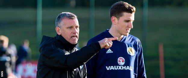 Scotland coach Eric Black and Hibs' Paul Hanlon