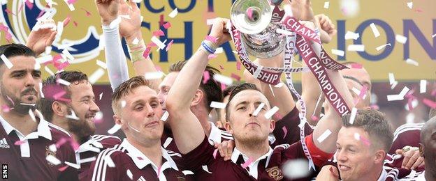 Hearts lifted the Scottish Championship trophy in Robbie Neilson's first season