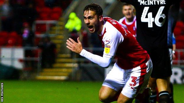 Joe Mattock of Rotherham United celebrates his late equaliser