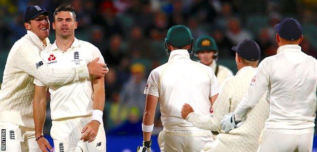 James Anderson celebrates a wicket