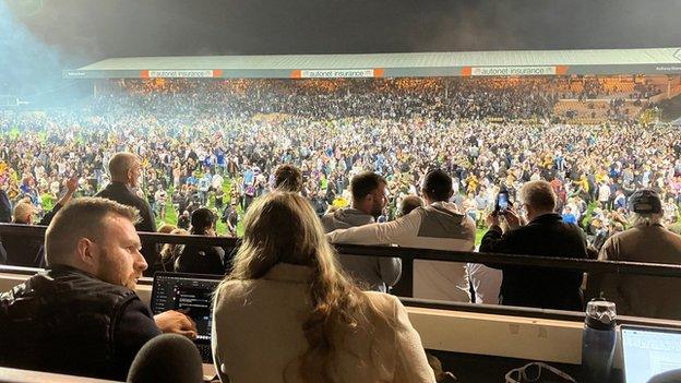 Vale Park's pitch was full within seconds of their League Two penalty-shootout win over Swindon