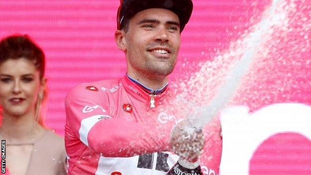 Tom Dumoulin celebrates his stage win