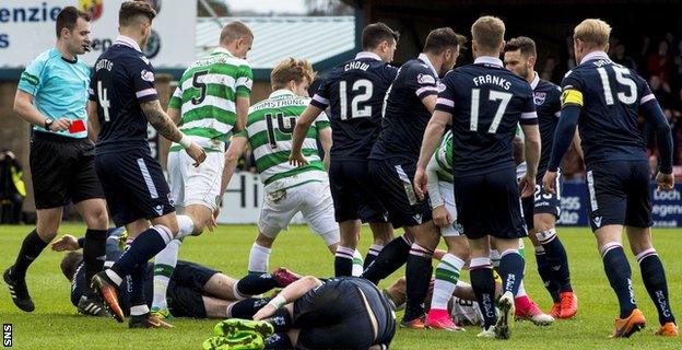 Tempers frayed in Dingwall after Scott Brown's bad tackle on Liam Boyce