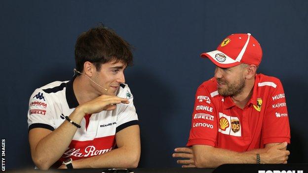 Ferrari's Charles Leclerc and Sebastian Vettel