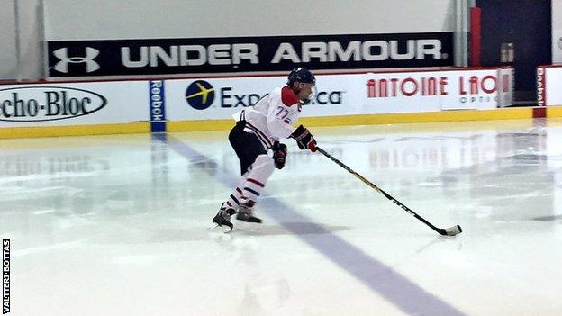 Valtteri Bottas playing ice hockey