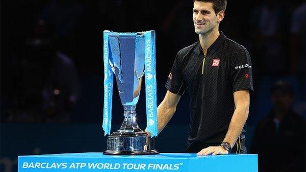 Novak Djokovic with ATP World Tour Finals trophy