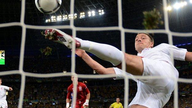 Terry clears off the line at Euro 2012