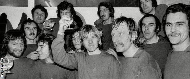 Walton & Hersham celebrate an FA Cup victory over Brighton