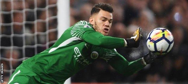 Manchester City's Brazilian keeper Ederson made some vital blocks against Chelsea