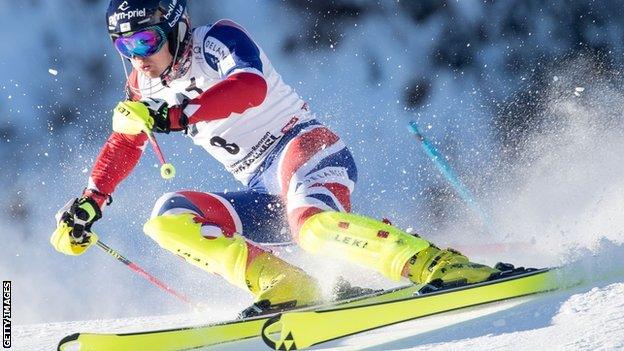 Dave Ryding on his way to slalom silver at the Kitzbuhel World Cup