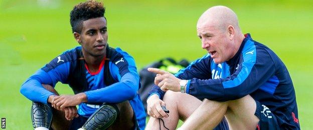 Rangers midfielder Gedion Zelalem with manager Mark Warburton