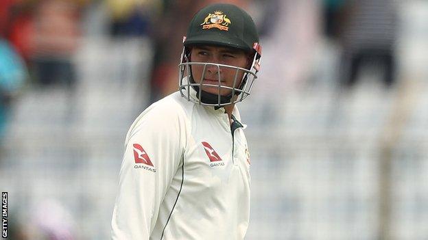 Matt Renshaw walks off after being dismissed by Bangladesh