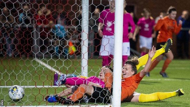 Glasgow City's Hayley Lauder claims the fourth goal