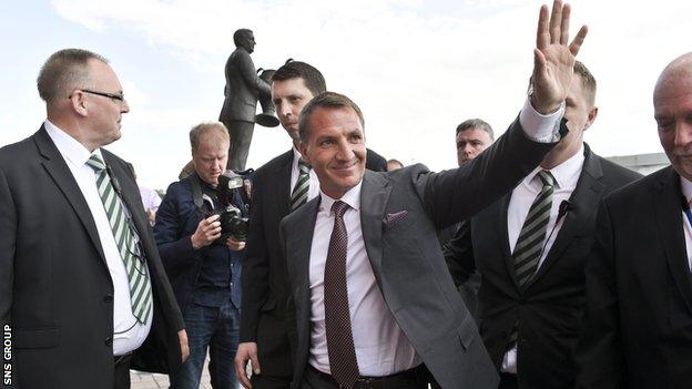 Brendan Rodgers arriving at Celtic Park