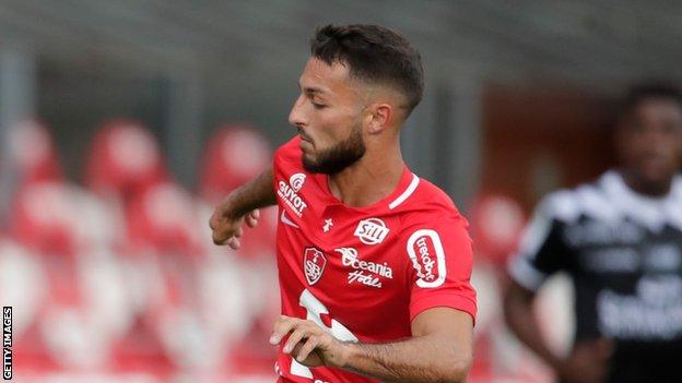 Algeria's Haris Belkebla in action for French club Brest