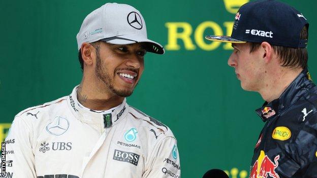 Lewis Hamilton (left) and Max Verstappen